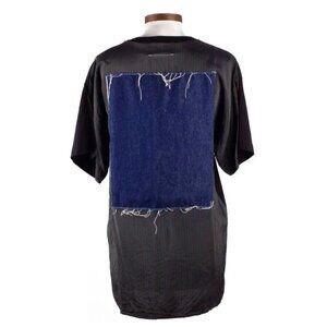 MAISON MARGIELA MM6 black cotton multi fabric panel relaxed fit t-shirt